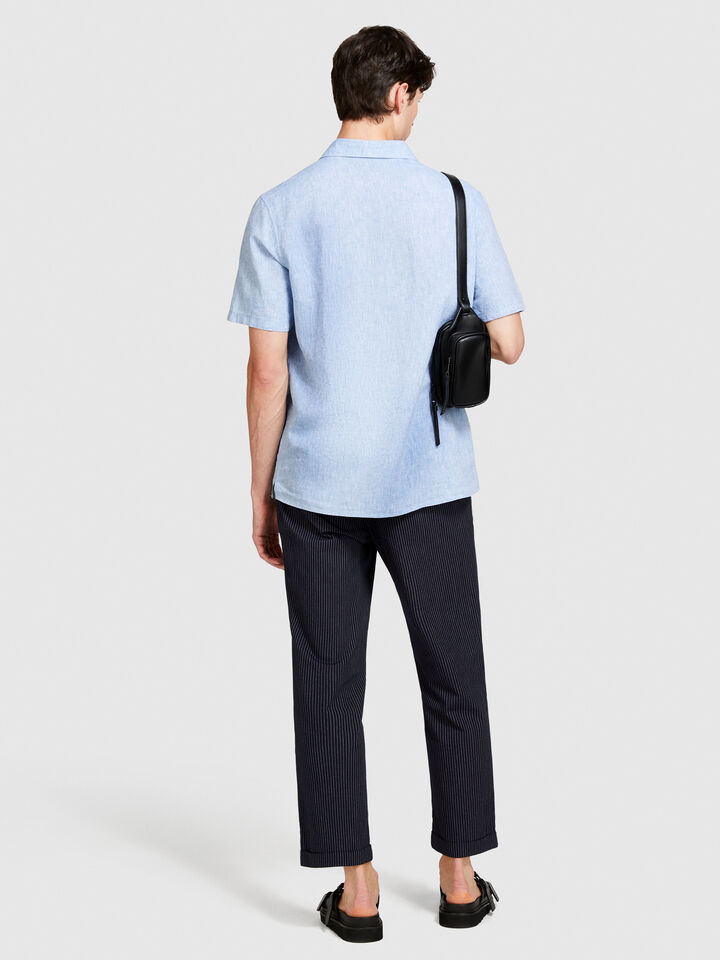 Short sleeve shirt in linen blend - men's regular fit shirts - Light Blue | Sisley image number 3